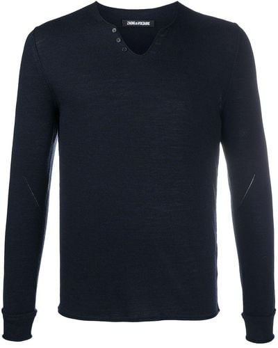 Zadig & Voltaire Monastir Henley-neck Sweater - Blue