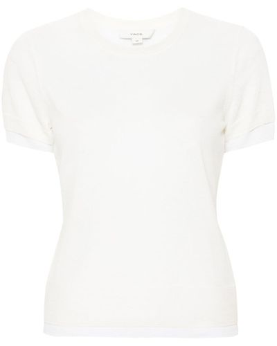 Vince Layered Fine-knit Top - White