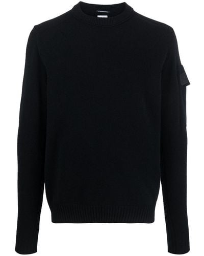 C.P. Company Black Virgin Wool Blend Sweater - Blue