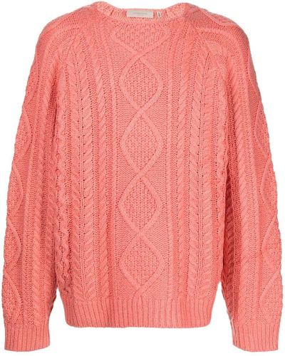 Fear Of God Cable-knit Ribbed-trim Sweater - Pink