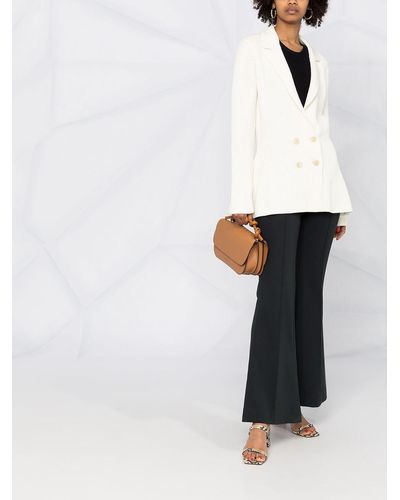 Agnona Knitted Double-breasted Blazer - White