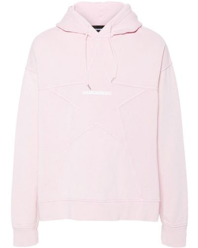 DSquared² Star-detail Cotton Hoodie - Pink
