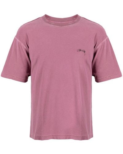 Stussy Logo-print Cotton T-shirt - Pink