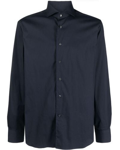 Corneliani Cutaway Collar Long-sleeve Shirt - Blue