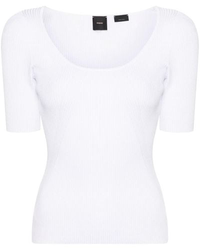Pinko Embroidered-logo U-neck T-shirt - White