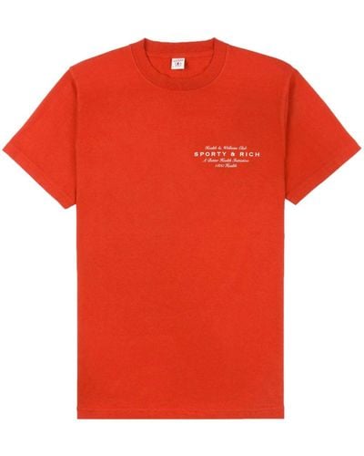 Sporty & Rich Katoenen T-shirt Met Print - Rood