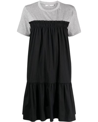 B+ AB Short-sleeve Panelled Minidress - Black