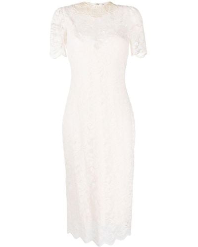 Rabanne Short-sleeve Lace-overlay Dress - White