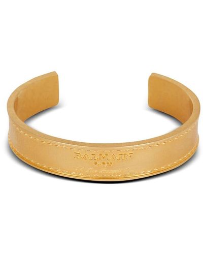 Balmain Bracelet en laiton signature tubular - Jaune