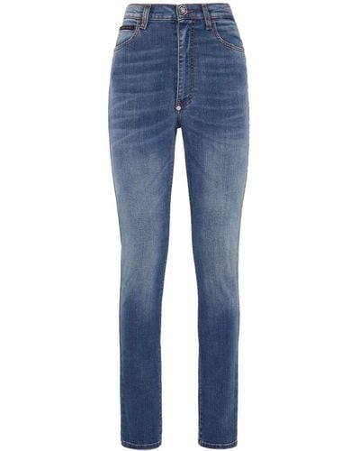 Philipp Plein Skinny-Jeans mit hohem Bund - Blau