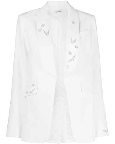Zadig & Voltaire Rhinestone-embellished Shawl-lapel Blazer - White