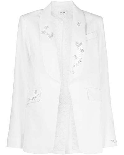 Zadig & Voltaire Rhinestone-embellished Shawl-lapel Blazer - White