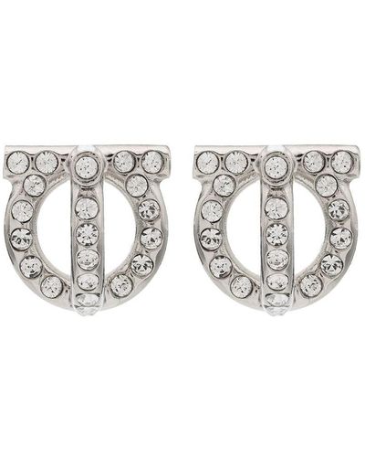 Ferragamo Gancini 3d Crystal Earrings - Metallic