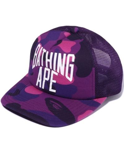 A Bathing Ape Camouflage-print Baseball Cap - Purple