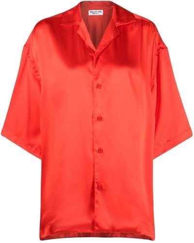 Balenciaga Camisa con solapa de muesca - Rojo