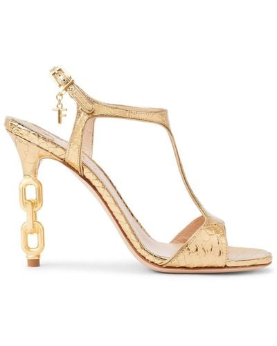 Tom Ford 115mm Chain-heel Leather Sandals - Natural
