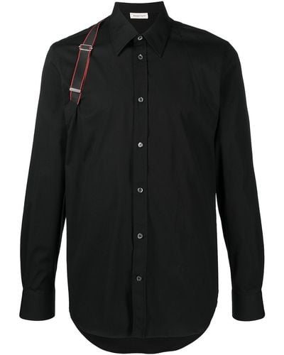 Alexander McQueen Camisa con detalle de correa - Negro