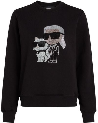 Karl Lagerfeld Ikonik 2.0 Sweatshirt mit Strass - Schwarz