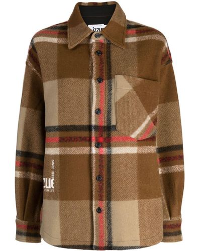 Izzue Checked Buttoned Shirt - Brown