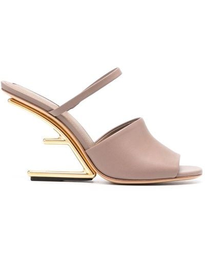 Fendi Mules 110 mm à talon compensé - Rose