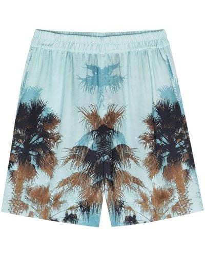 Laneus Palm-print lightweight shorts - Blau