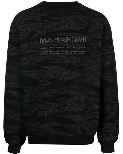 Maharishi Logo-print Marbled Sweatshirt - Black