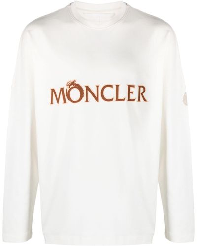 Moncler Langarmshirt mit Logo-Print - Weiß