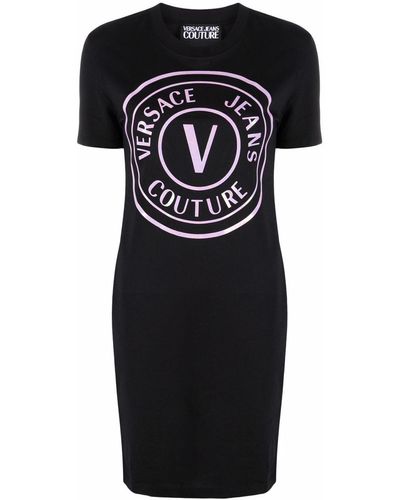 Versace ロゴ Tシャツワンピース - ブラック
