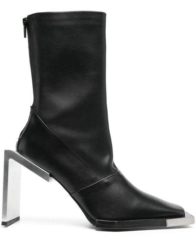 HELIOT EMIL 105mm Square-toe Leather Boots - Black
