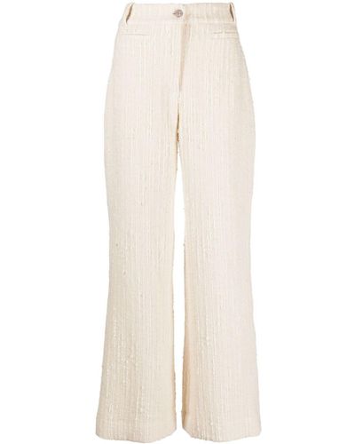 Ba&sh Amour Tweed Straight-leg Pants - White