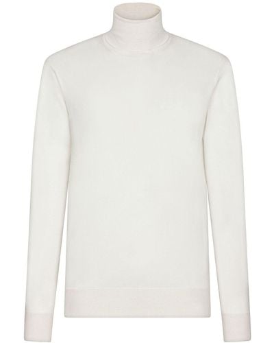 Dolce & Gabbana Roll-neck Cashmere-silk Sweater - White