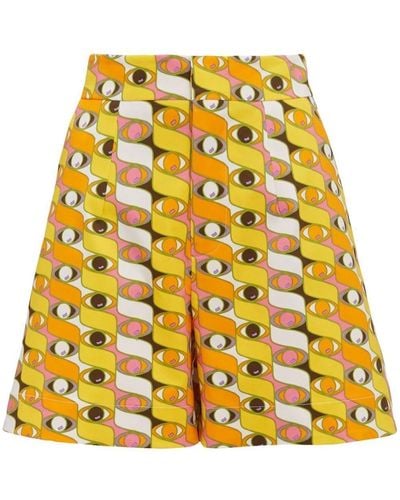 La DoubleJ Good Butt Geometric Print Shorts - Yellow