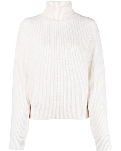 Brunello Cucinelli Roll-neck Ribbed-knit Sweater - White