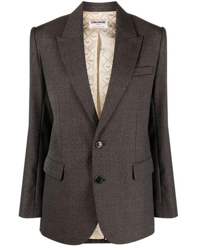 Zadig & Voltaire Single-breasted Embroidered-motif Wool Blazer - Black