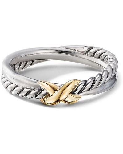 David Yurman 18kt Geelgouden Petite X Ring - Metallic