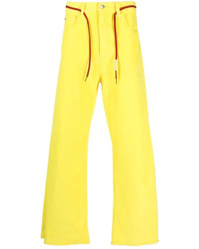 Marni Logo-patch Stretch-cotton Flared Jeans - Yellow