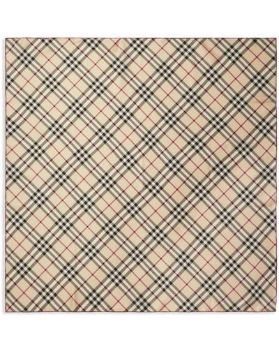 Burberry Checked Silk Scarf - Natural