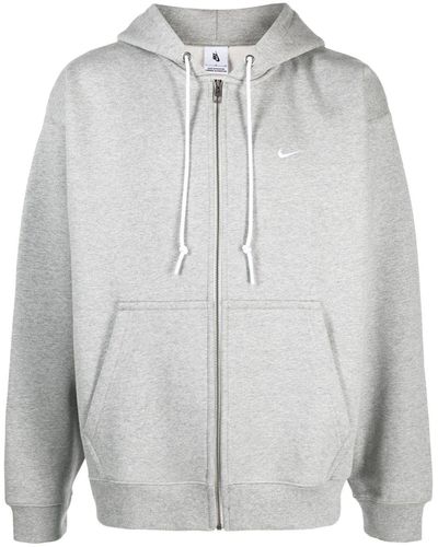 Nike Swoosh-logo Zip-up Hoodie - Grey