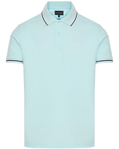Emporio Armani Logo-print Cotton Polo Shirt - Blue