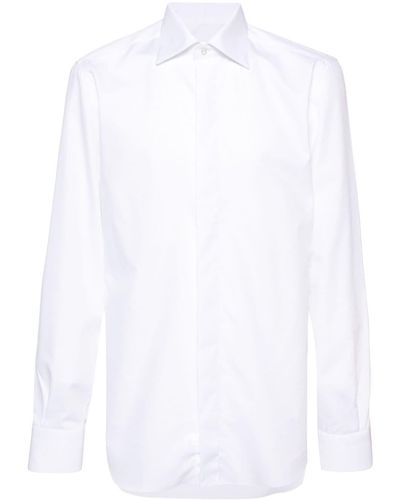 Barba Napoli Fine-check Cotton Shirt - White