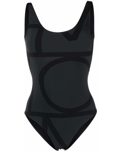 Totême Monogram Low-back Swimsuit - Black