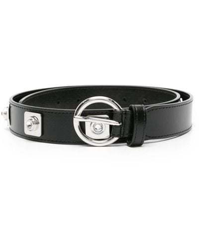 Sandro Rhinestone-detailed Leather Belt - Black