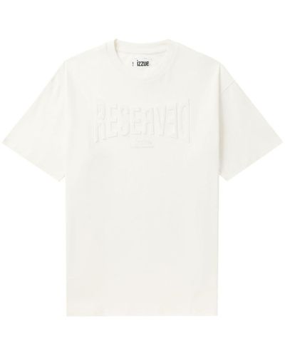 Izzue Debossed-slogan Cotton T-shirt - White
