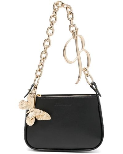 Blumarine Butterfly-charm Leather Shoulder Bag - Black