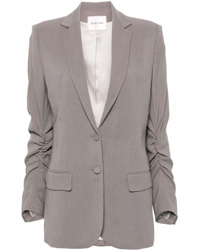 Styland Notched-lapels Single-breasted Blazer - Brown