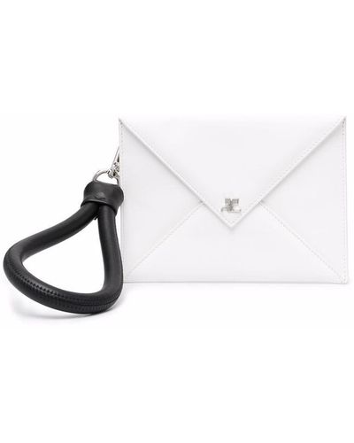Courreges Wrist-strap Envelope Clutch Bag - White