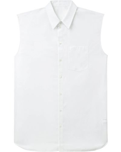 Helmut Lang Sleeveless Cotton Poplin Shirt - White