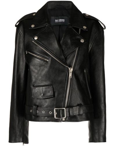 Raf Simons Glove-embellished Biker Jacket - Black