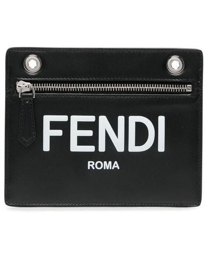 Fendi Logo-print Zip Wallet - Black