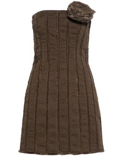 Blumarine Strapless Denim Mini Dress - Brown
